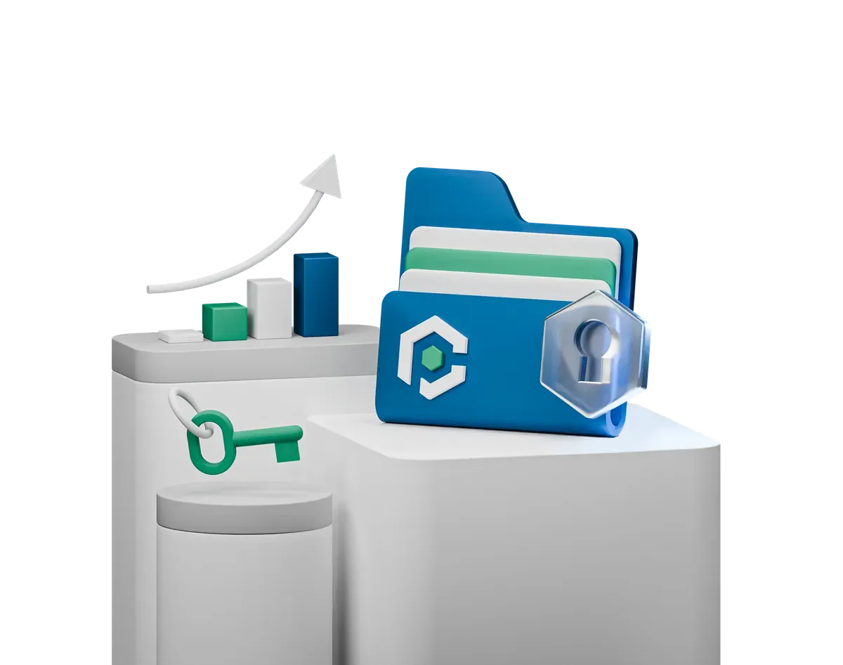 3D illustration of access control and MFA verification